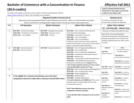 Bachelor of Commerce with a Concentration in Finance Effective