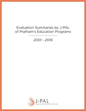 Evaluation Summaries by J-PAL of Pratham's Education Programs 2001