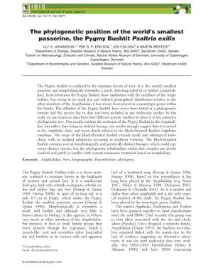 The Phylogenetic Position of the World's Smallest Passerine, the Pygmy Bushtit Psaltria Exilis