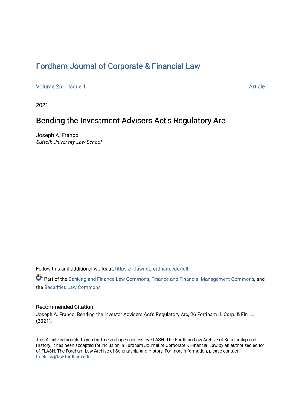 Bending the Investment Advisers Act's Regulatory Arc