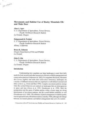 Movements and Habitat Use of Rocky Mountain Elk and Mule Deer