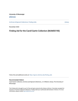 Finding Aid for the Caroll Gartin Collection (MUM00198)