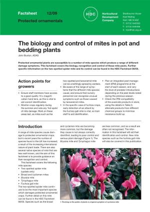 The Biology and Control of Mites in Pot and Bedding Plants John Buxton, ADAS