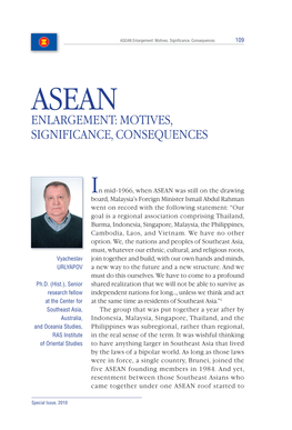 ASEAN Enlargement: Motives, Significance, Consequences 109