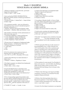 Mock Test-11 HPAS