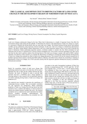 The Classical Assumption Test to Driving Factors of Land Cover Change in the Development Region of Northern Part of West Java