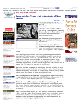 Fund-Raising Texas Chef Gets a Taste of New Mexico Print | Email This Story