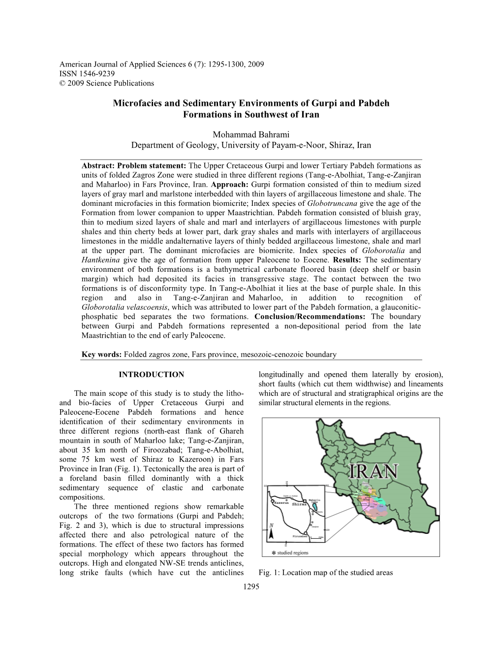 Microfacies and Sedimentary Environments of Gurpi and Pabdeh Formations in Southwest of Iran