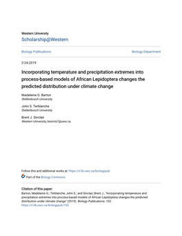 Incorporating Temperature and Precipitation Extremes Into Process-Based Models of African Lepidoptera Changes the Predicted Distribution Under Climate Change