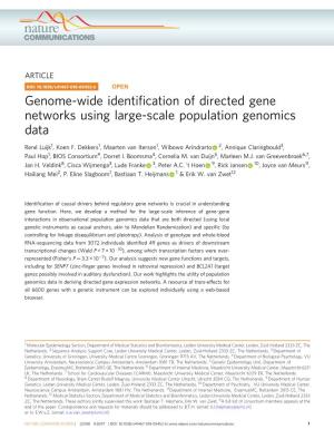 Genome-Wide Identification of Directed Gene Networks Using Large-Scale Population Genomics Data