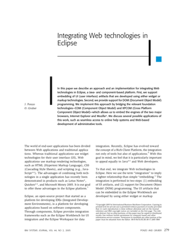 Integrating Web Technologies in Eclipse