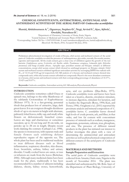 Hamid Et Al.: Chemical Constituents, Antibacterial, Antifungal and Antioxidant Activities