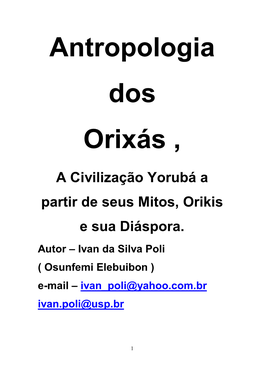 Antropologia Dos Orixás