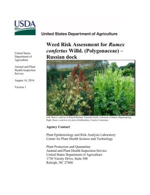Weed Risk Assessment for Rumex Confertus Willd. (Polygonaceae)