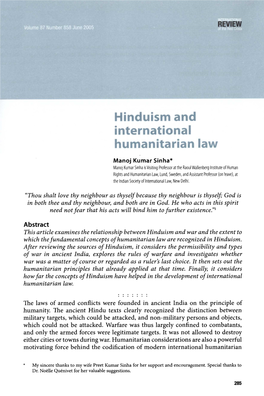 Hinduism and International Humanitarian Law