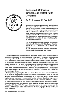 Lowermost Ordovician Sandstones in Central North Greenland