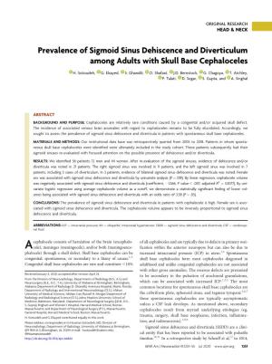 Prevalence of Sigmoid Sinus Dehiscence and Diverticulum Among Adults with Skull Base Cephaloceles