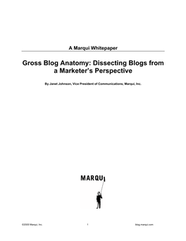 Dissecting Blogs from a Marketer's Perspective
