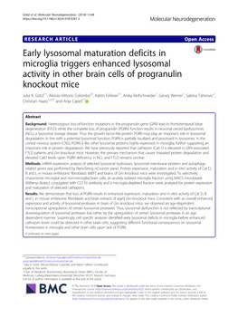 Early Lysosomal Maturation Deficits in Microglia Triggers Enhanced Lysosomal Activity in Other Brain Cells of Progranulin Knockout Mice Julia K