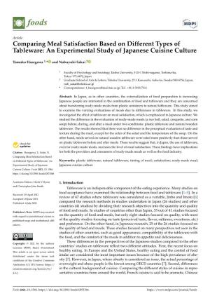 Comparing Meal Satisfaction Based on Different Types of Tableware: an Experimental Study of Japanese Cuisine Culture