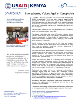 Strengthening Voices Against Xenophobia