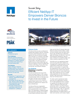 Efficient Netapp IT Empowers Denver Broncos to Invest in the Future