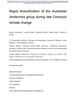 Rapid Diversification of the Australian Amitermes Group During Late Cenozoic Climate Change