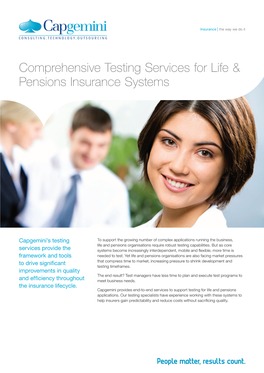 Comprehensive Testing Services for Life & Pensions Insurance Systems