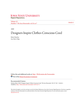 Designers Inspire Clothes-Conscious Coed Betty Hatcher Iowa State College