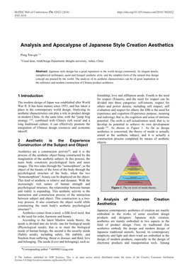 Analysis and Apocalypse of Japanese Style Creation Aesthetics