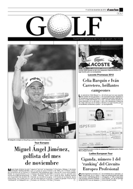 Miguel Ángel Jiménez, Golfista Del Mes De Noviembre