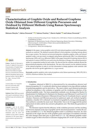 Characterization of Graphite Oxide and Reduced Graphene Oxide