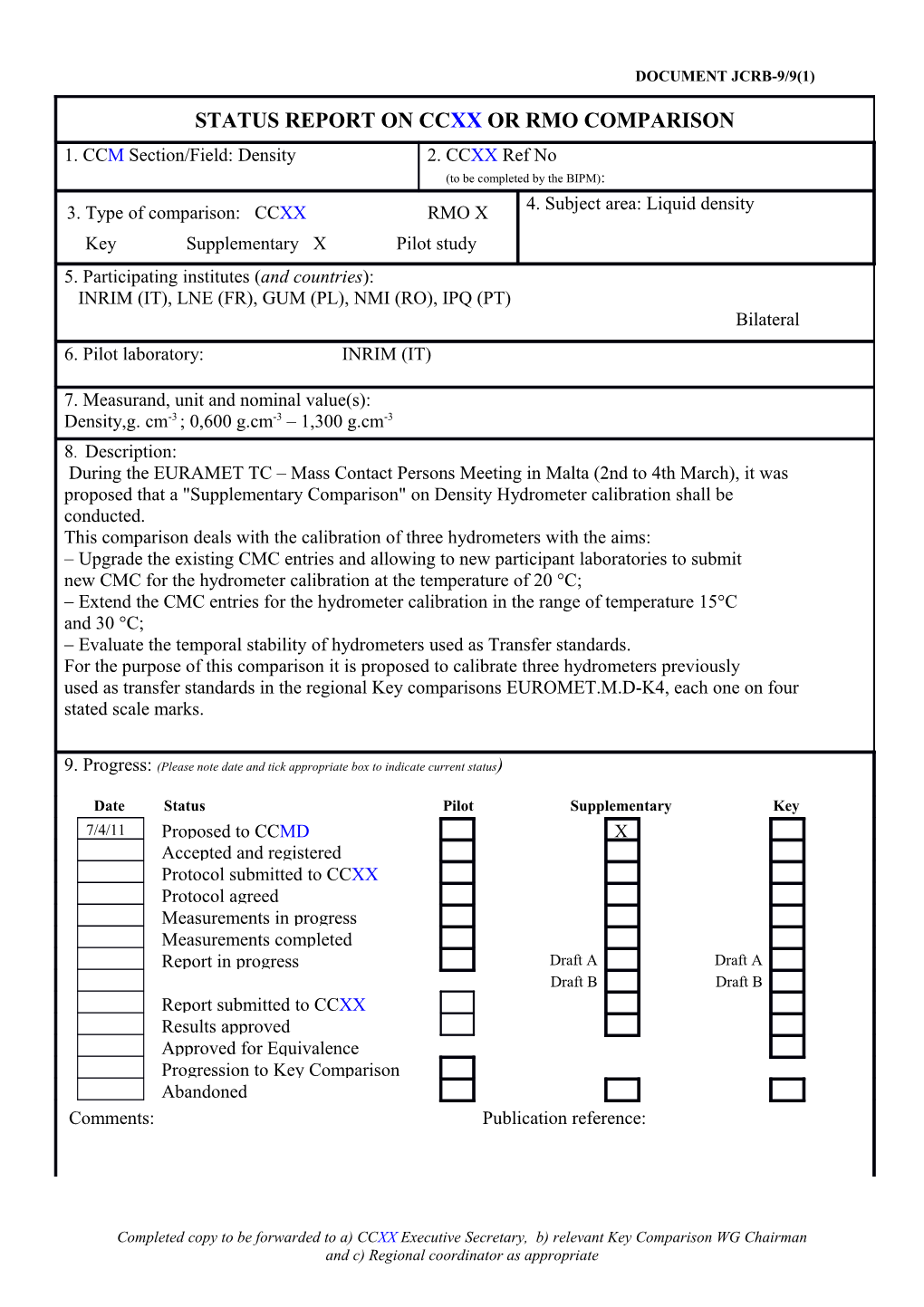 CCRI, RMO Or Bilateral COMPARISON REPORT