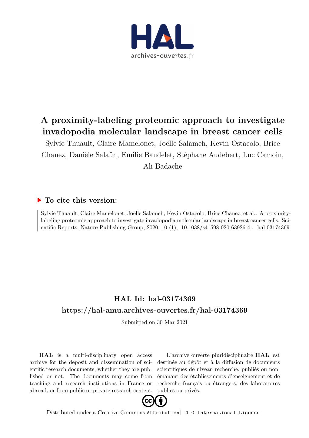 A Proximity-Labeling Proteomic Approach to Investigate