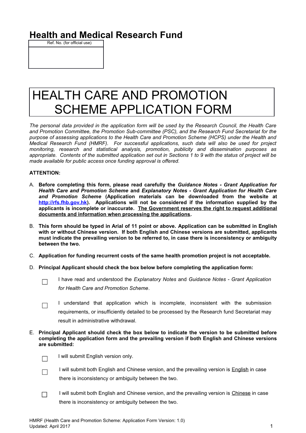 Form a - for Health Promotion Project