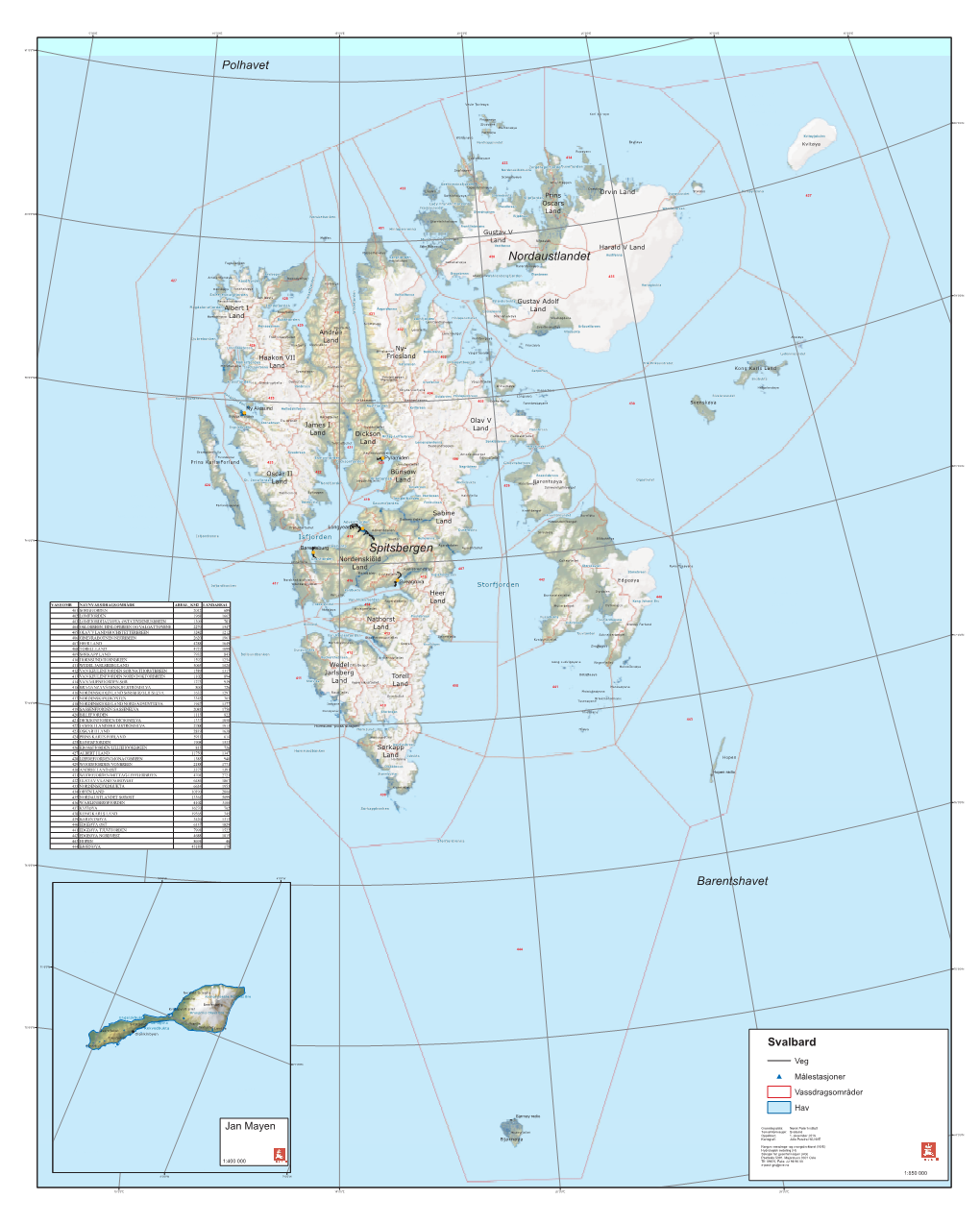 Spitsbergen Nordaustlandet Polhavet Barentshavet