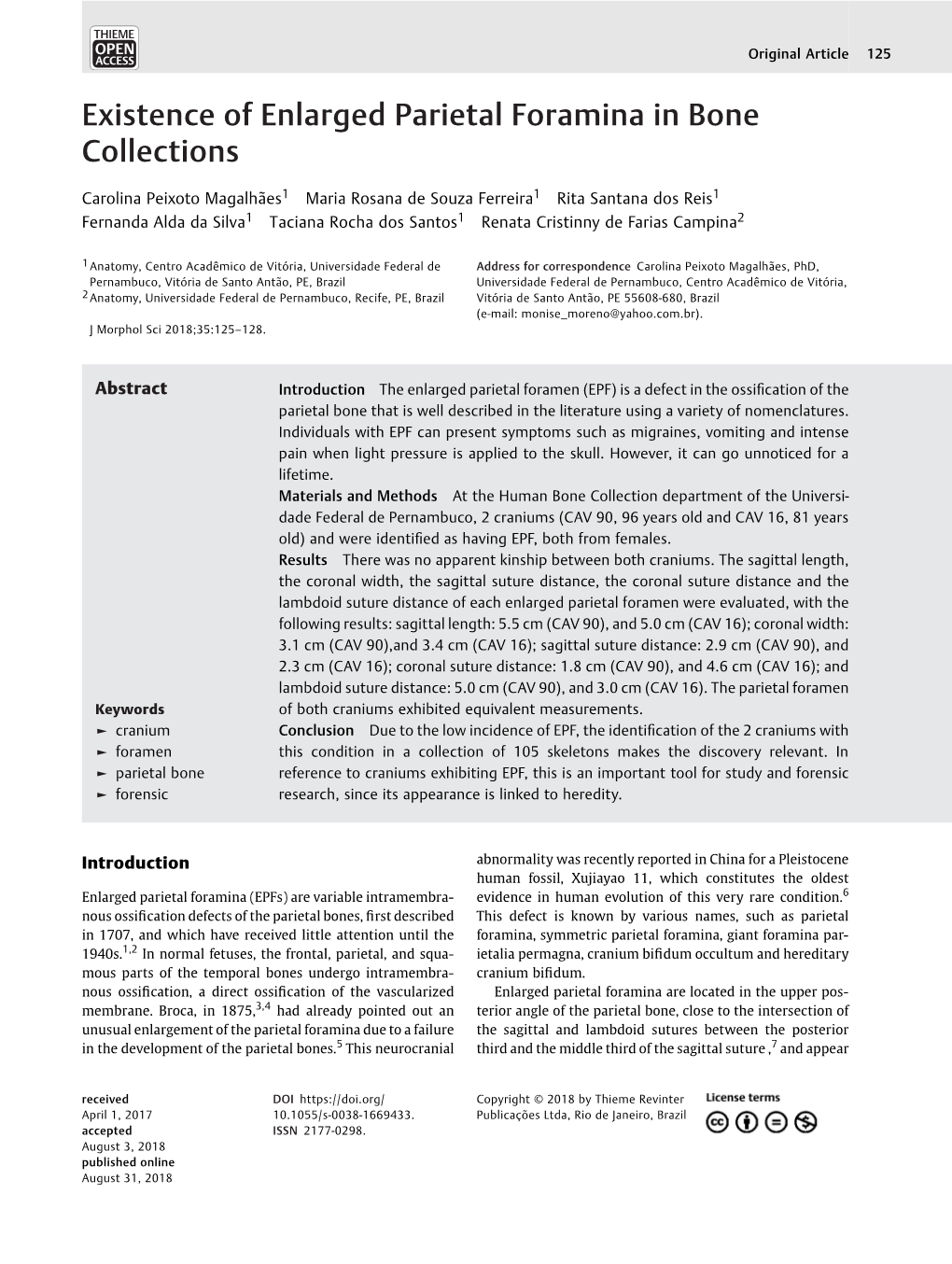 Existence of Enlarged Parietal Foramina in Bone Collections