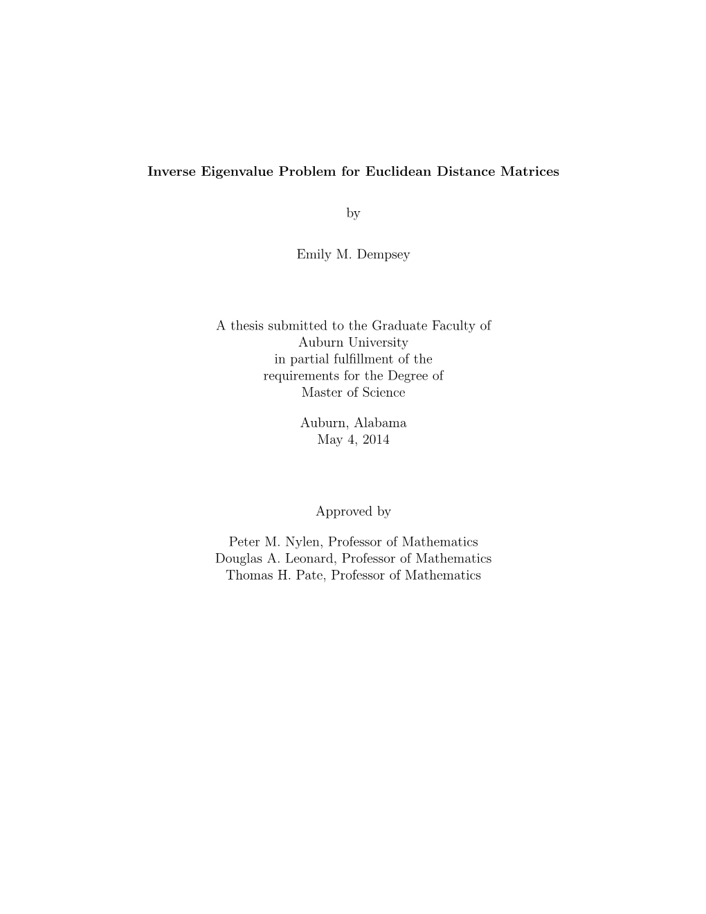 Inverse Eigenvalue Problem for Euclidean Distance Matrices By