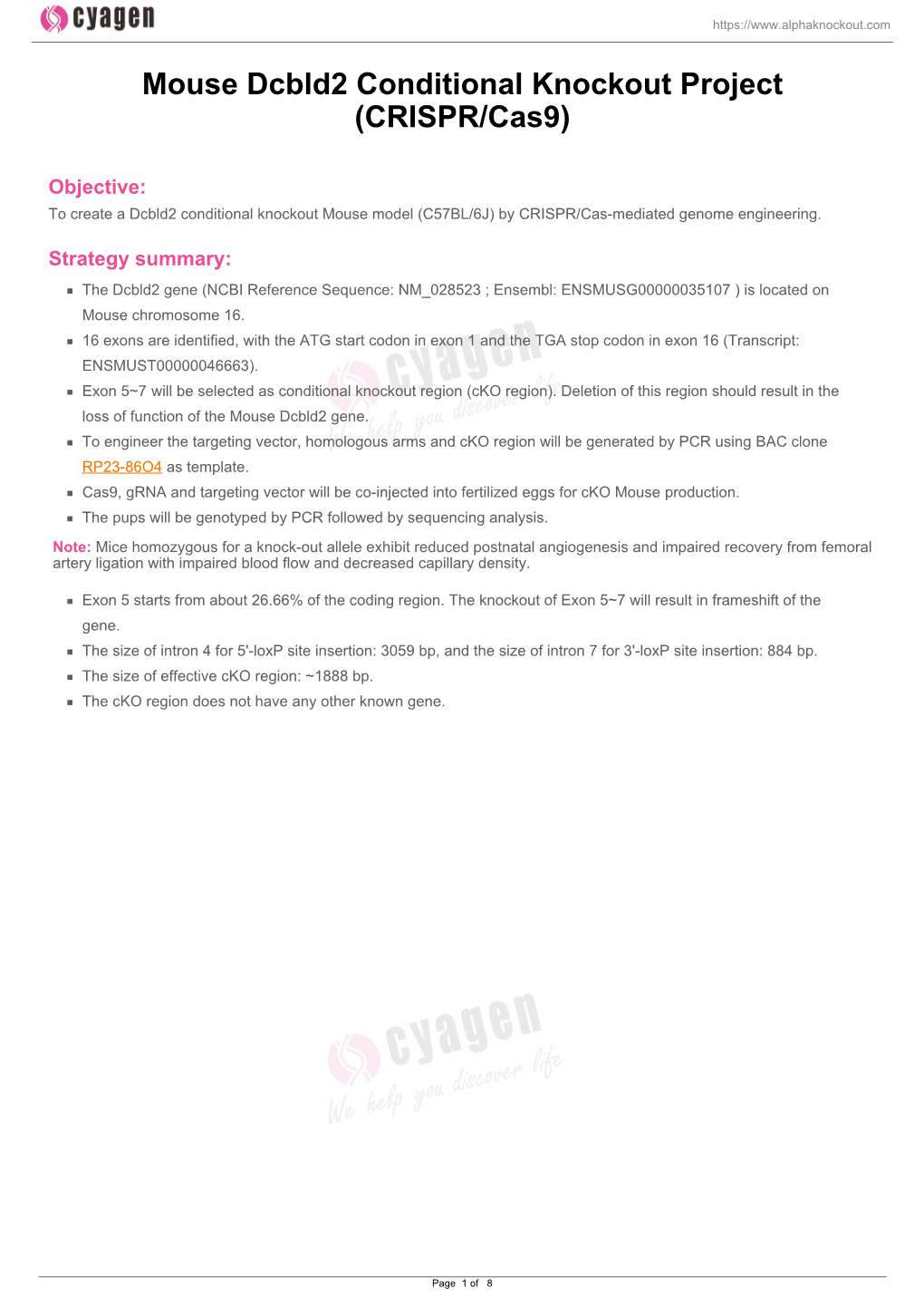 Mouse Dcbld2 Conditional Knockout Project (CRISPR/Cas9)