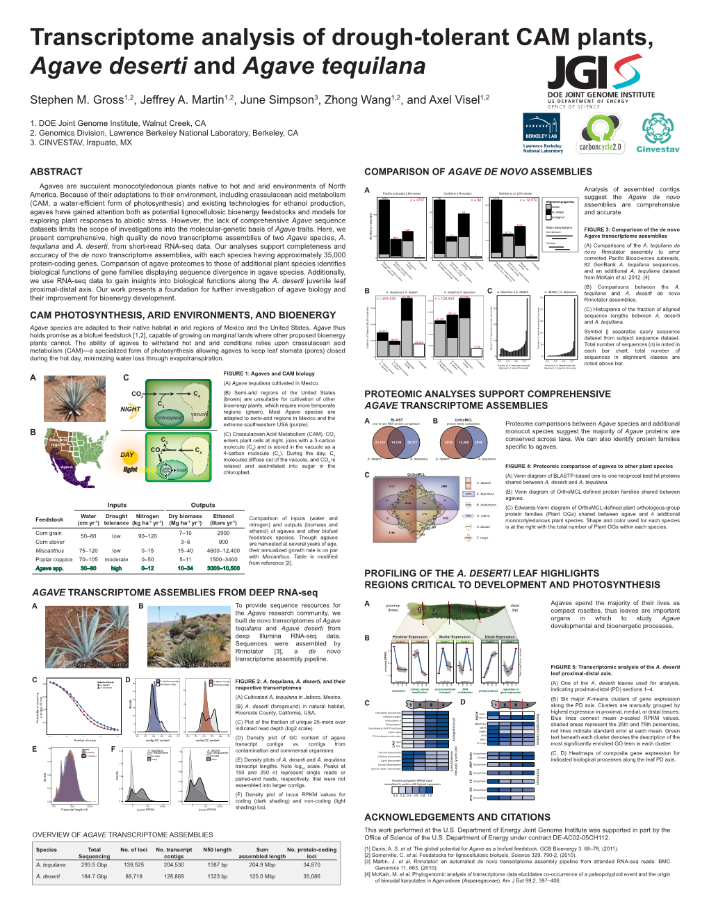 Transcriptome Analysis of Drough-Tolerant CAM Plants, Agave Deserti and Agave Tequilana