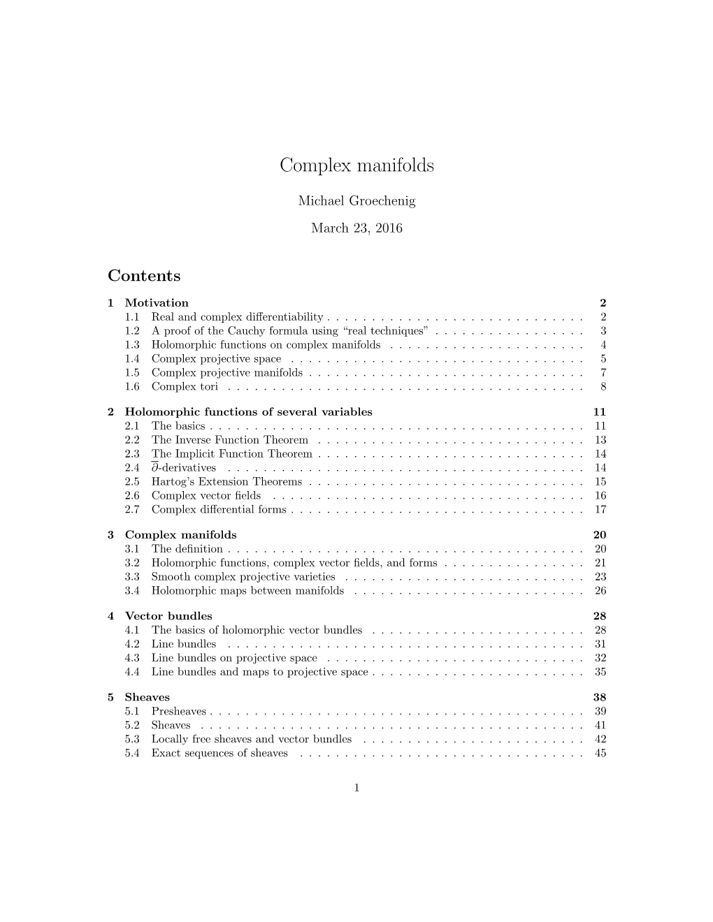 Complex Manifolds