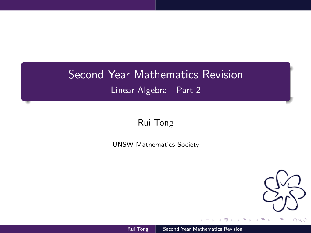 Second Year Mathematics Revision Linear Algebra - Part 2