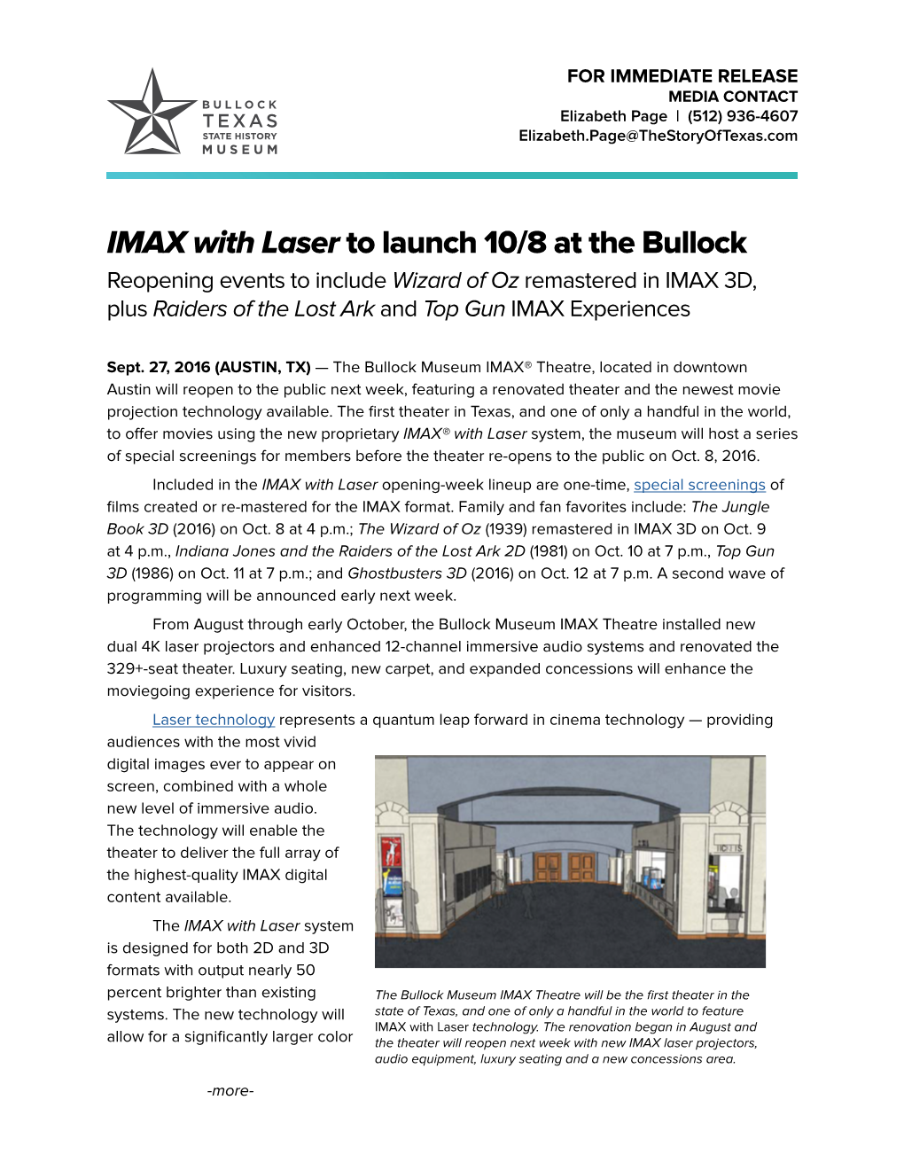 IMAX with Laser to Launch 10/8 at the Bullock