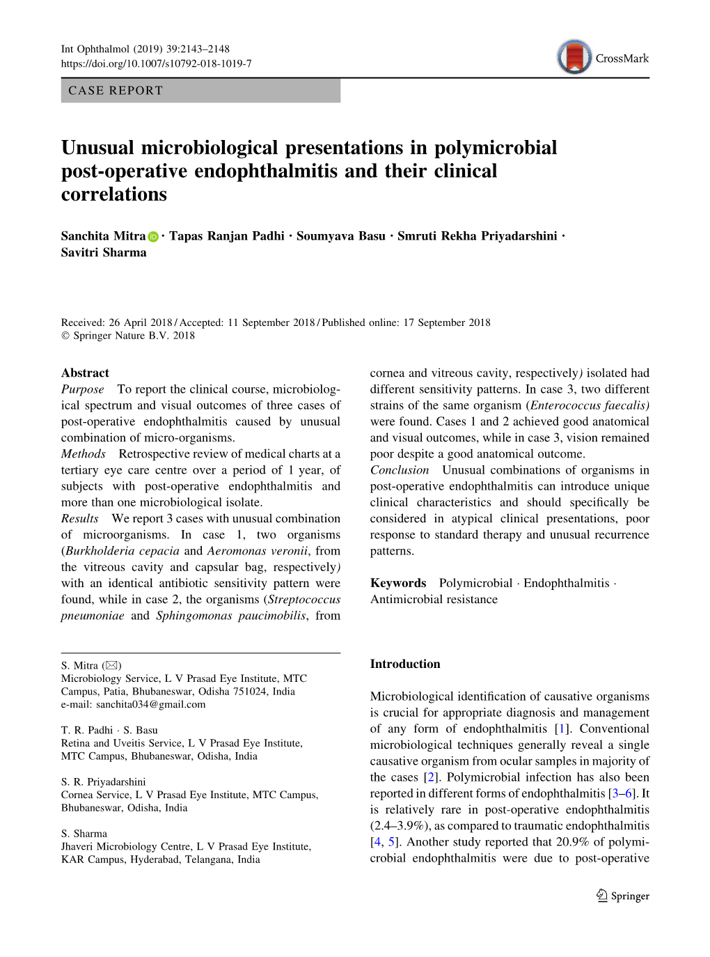 Unusual Microbiological Presentations in Polymicrobial Post-Operative Endophthalmitis and Their Clinical Correlations