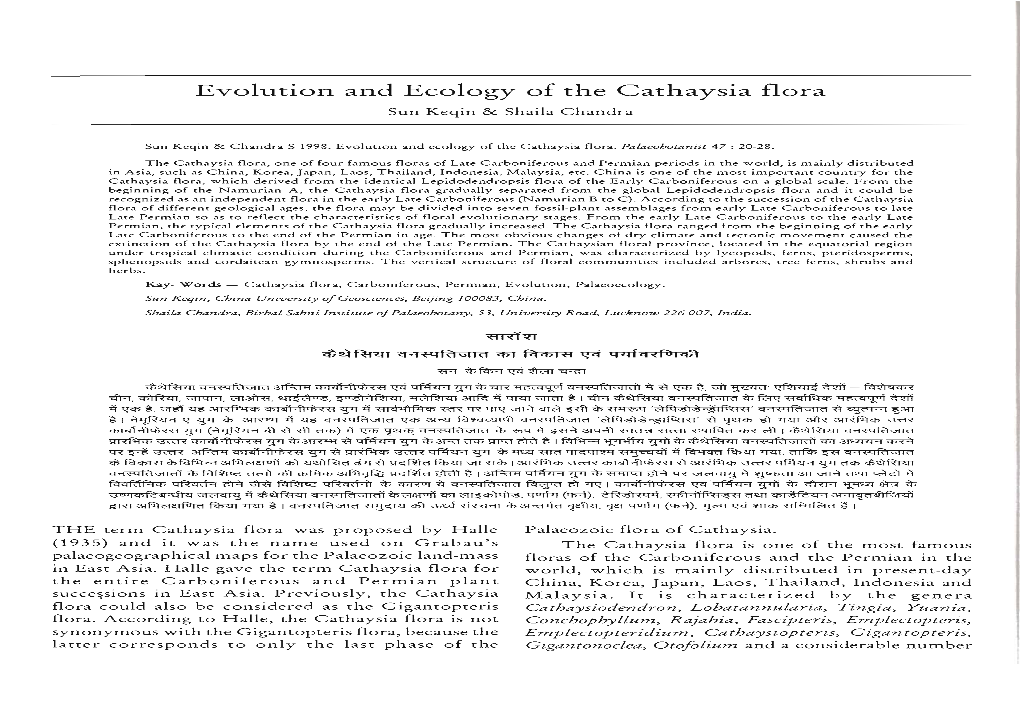 Evolution and Ecology of the Cathaysia Flora Sun Keqin & Shaila Chandra