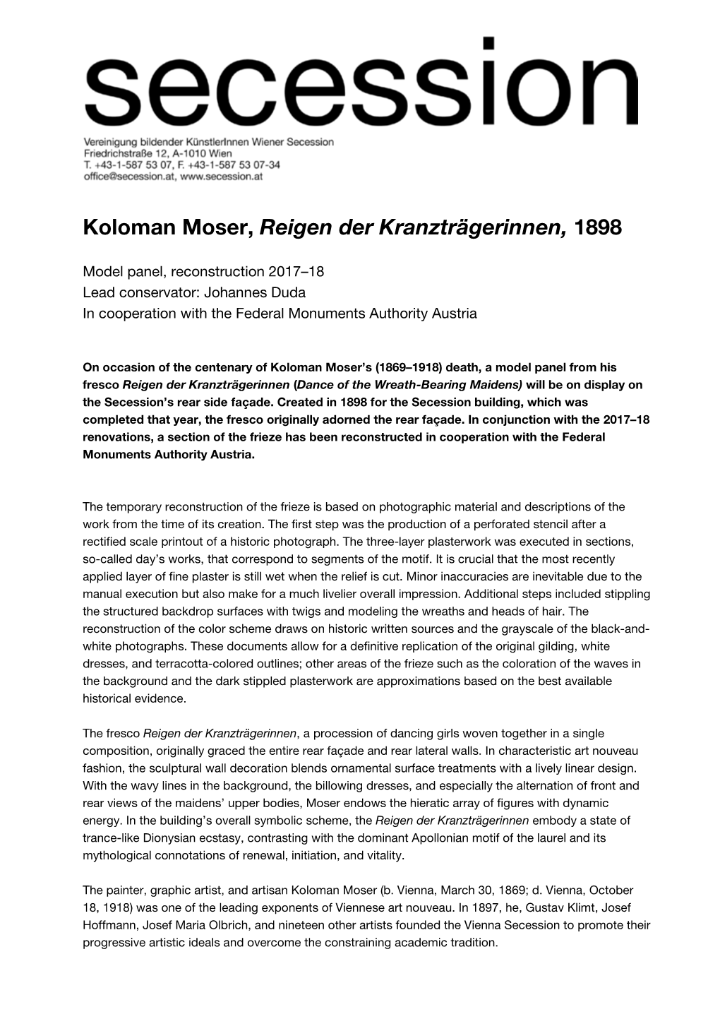 Koloman Moser, Reigen Der Kranzträgerinnen, 1898