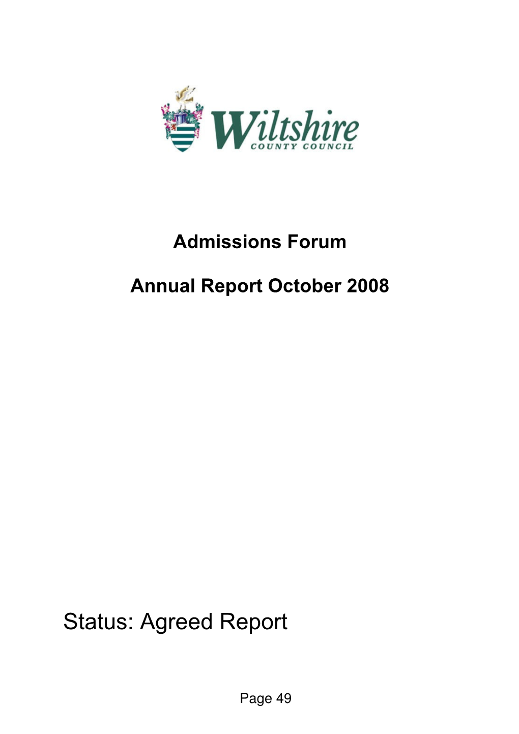 Wiltshire Admission Forum Annual Report 2008