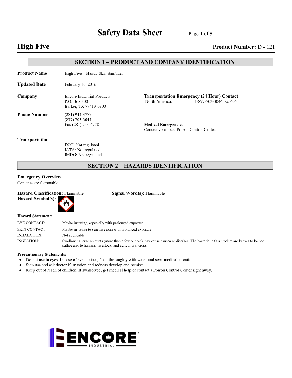 Section 1 Product and Company Identification s2