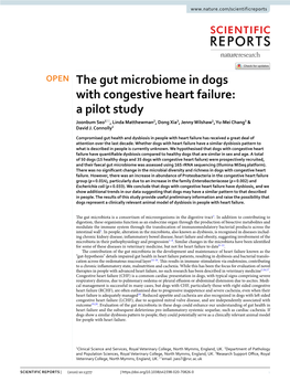 The Gut Microbiome in Dogs with Congestive Heart Failure: a Pilot Study Joonbum Seo1*, Linda Matthewman2, Dong Xia3, Jenny Wilshaw1, Yu‑Mei Chang3 & David J