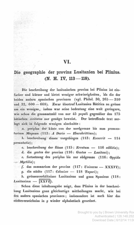 VI. Die Geographie Der Provinz Lusitanien Bei Plinius